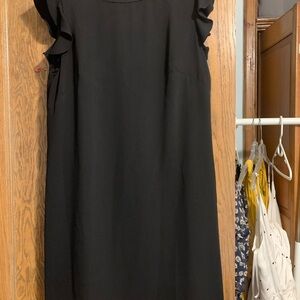 LOFT Black Ruffled Tie BACK Mini Dress